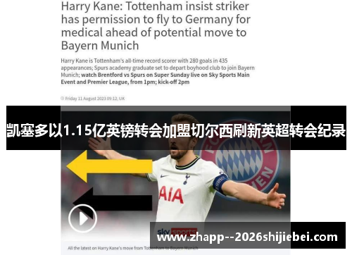 凯塞多以1.15亿英镑转会加盟切尔西刷新英超转会纪录